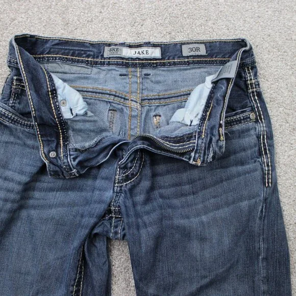 BKE Jake Jeans Mens 30R Blue Straight Leg Cotton Stretch Denim w/ 32"inseam - Picture 10 of 15